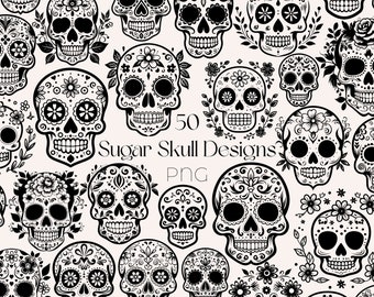 Sugar Skull SVG Bundle Mexican Sugar Skull Clipart Floral Sugar Skull SVG Day Of The Dead PNG Sugar Skull svg Dia De Los Muertos Clipart