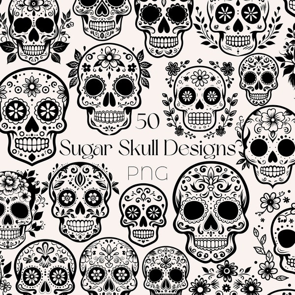 Sugar Skull SVG Bundle Mexican Sugar Skull Clipart Floral Sugar Skull SVG Day Of The Dead PNG Sugar Skull svg Dia De Los Muertos Clipart