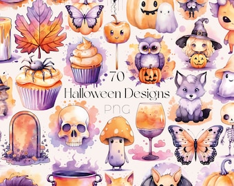Cute Pastel Halloween Clipart Spooky Season PNG Watercolor Halloween Cute Clipart Pastel Halloween Clipart Halloween PNG Kawaii Halloween