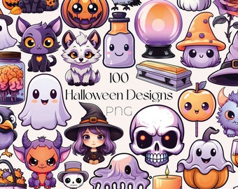 Pastel Halloween Cute Clipart Watercolor Halloween Cute Clipart Bundle Cute Pastel Halloween Clipart Halloween PNG Bundle Kawaii Halloween
