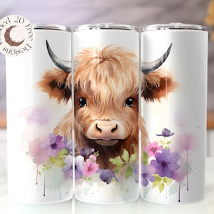 Fluffy Highland Cow Pattern Personalized Skinny Tumbler with Lid and S –  Simply Stained Shop