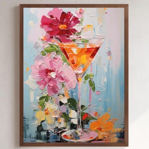 Póster de cóctel, impresión de "Salud", impresiones de alcohol, pintura de empaste, arte mural de cóctel, póster de "Salud", decoración de pared de alcohol, póster de cóctel, pintura al óleo