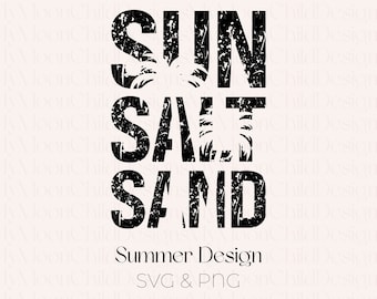 Sun Salt Sand SVG: Retro Summer PNG (Digital Download)