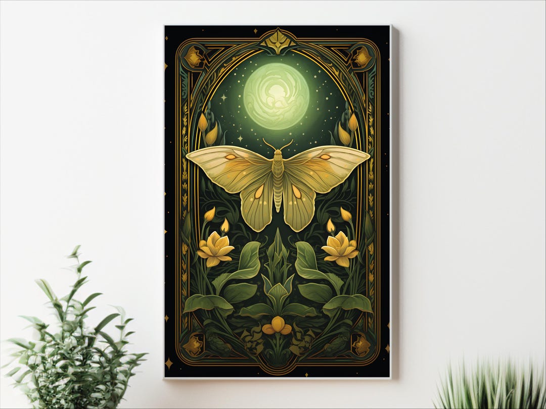 Tarot Card Wall Art With a Luna Moth Design Dark Whimsigoth Decor Cottagecore Poster Tarot Card Printable Luna Moth Wall Art Green Moth Art - Etsy Japan
