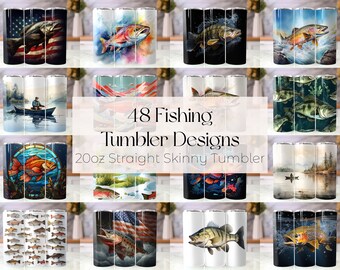 Confezione di involucri per bicchieri da pesca, involucri per bicchieri da pesca per spigole, design a sublimazione PNG per la pesca alla trota, involucri per bicchieri da pesca per pesci in formato PNG, involucri sottili da 20 once