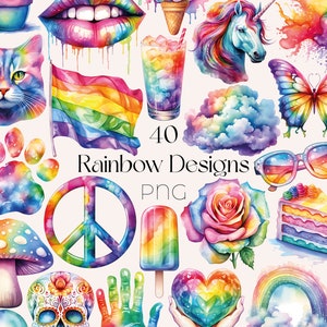 Pacchetto Clipart Orgoglio Acquerello Orgoglio Arcobaleno PNG LGBTQ Clipart Design Carino Orgoglio Clipart Acquerello Orgoglio PNG Carino Arcobaleno png Mese dell'orgoglio