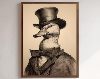 Vintage Duck Print: Old Fashioned Farmhouse Duck Wall Art (Digital Download)