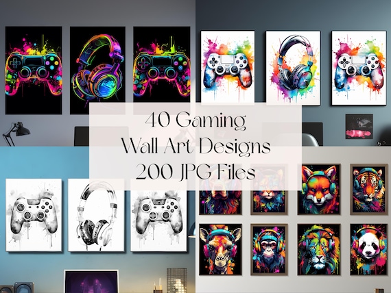 Gaming Poster Bundle Neon Gaming Prints Gaming Wall Art Gaming Room Decor Gamer Gift Gaming Posters Neon Boys Bedroom Decor Video Game Print