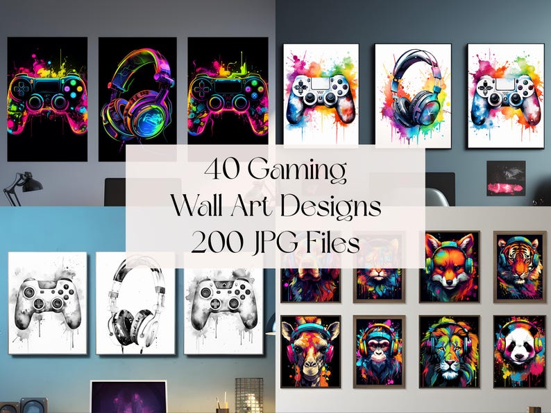 Gaming Poster Bundle Neon Gaming Prints Gaming Wall Art Gaming Room Decor Gamer Gift Gaming Posters Neon Boys Bedroom Decor Video Game Print

This is a Digital Product that includes a bundle of 40 Neon Gaming Poster wall art printable designs.