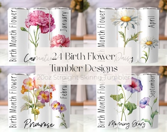 Birth Month Flower Tumbler Wrap Bundle Birth Month Flower PNG Birth Flower Tumbler PNG Birth Month Flower Clipart Floral Tumbler Wrap Flower