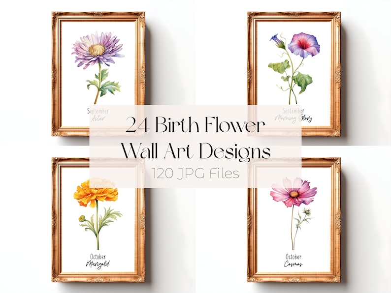 Birth Month Flower Print Watercolor Birth Flower Poster Birth Month Flower Wall Art Birth Flower Bouquet Print Birth Month Flower SVG Flower

This Digital Product includes a bundle of 24 Watercolor Birth Month Flower Print wall art printable designs.