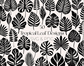 Tropische Blätter SVG Bundle: Botanische Dschungelblätter PNG (Digital Download)