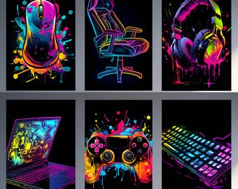 Gaming Poster Neon Gaming Prints Gaming Wall Art Gaming Room Decor Gamer Gift Gaming Posters Neon Boys Bedroom Decor Video Game Print Gaming