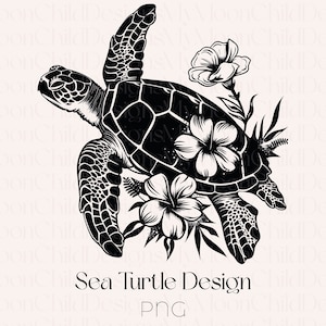 Tortuga marina Clipart Tortuga marina floral PNG Diseño de tortuga marina boho Linda tortuga Clipart Flor Clipart Vida oceánica PNG Tortuga marina Clipart Animales