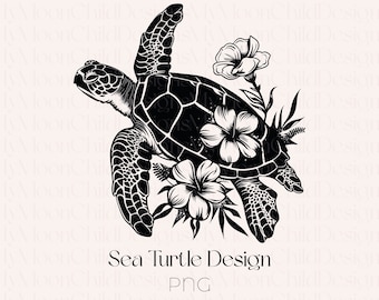 Wasserschildkröte Clipart: Blumen Schildkröte PNG (digitaler Download)