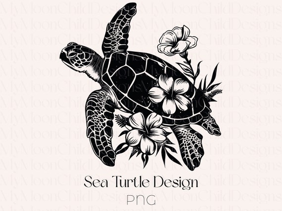Sea Turtle Clipart Floral Sea Turtle PNG Boho Sea Turtle Design Cute Turtle Clipart Flower Clipart Ocean Life PNG Sea Turtle Clipart Animals
