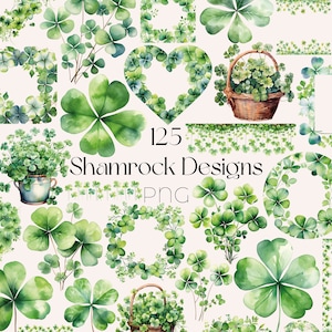 Kleeblatt Clipart Bundle St. Patricks Day Kranz Clipart Aquarell Klee PNG St. Patricks Day Clipart Klee PNG Rahmen