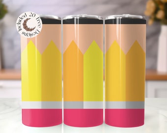 Pencil Tumbler Wrap: School Teacher Tumbler PNG (Digital Download)