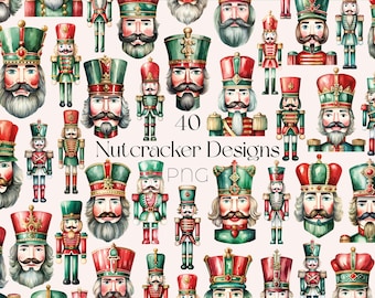 Watercolor Nutcracker Clipart Bundle: Christmas Nutcracker PNG (Digital Download)