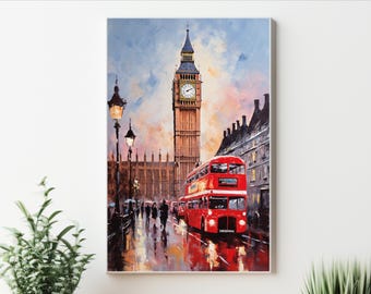 Impresión londinense: Pintura al óleo del Big Ben de Londres (descarga digital)