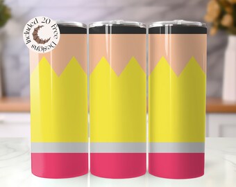 Pencil Tumbler Wrap: School Teacher Tumbler PNG (Digital Download)
