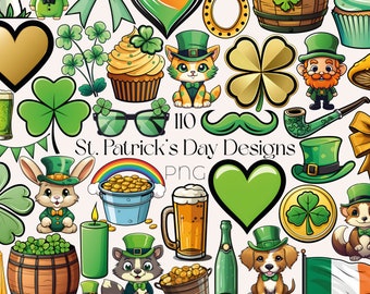 Pacchetto di clipart di San Patrizio: set di PNG irlandesi (download digitale)