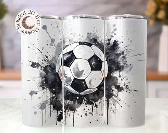Watercolor Soccer Tumbler Wrap Soccer Ball 20 oz Skinny Tumbler Sublimation Design Soccer Tumbler Design Soccer Tumbler PNG Soccer Ball Wrap