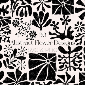 Flores silvestres abstractas SVG Flor retro SVG Floral abstracto PNG Paquete Clipart de flores retro Ramo de flores silvestres png Flor boho svg Flores silvestres