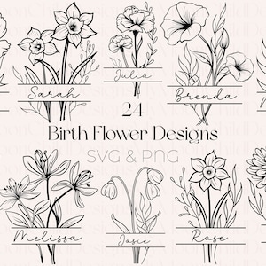 Geboortemaand bloem SVG Geboortemaand bloemboeket SVG Geboortebloem SVG bloem Clipart Daisy svg Rose svg bloemboeket tekst sjablonen png