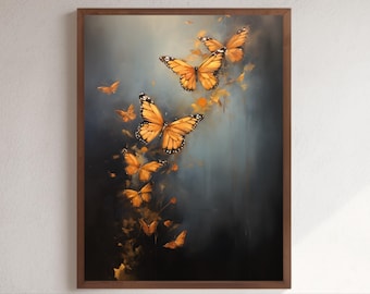 Whimsigoth Monarch Butterfly Wall Art Stampa di una farfalla monarca scura Dipinto a olio di una farfalla monarca Poster Regalo per gli amanti della natura