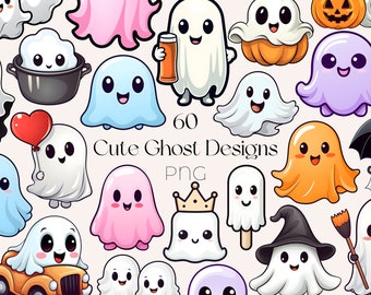 Pastel Halloween Cute Ghost Clipart Bundle Halloween Cute Clipart Cute Pastel Halloween Ghost Clipart Halloween Ghost PNG Bundle Ghosts PNG