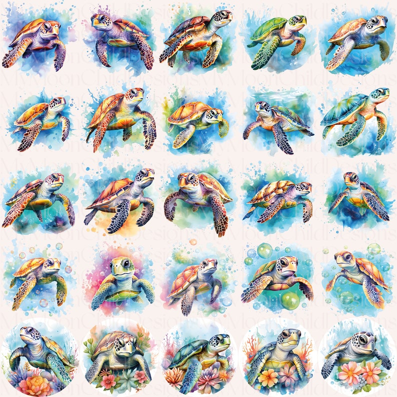 Watercolor Sea Turtle Clipart Floral Sea Turtle PNG Sea Clipart Ocean Animal PNG Tortoise Clipart Ocean Turtle PNG Watercolor Sea Turtle png

This is a Digital Product that includes a bundle of 50 Watercolor Sea Turtle Clipart designs.