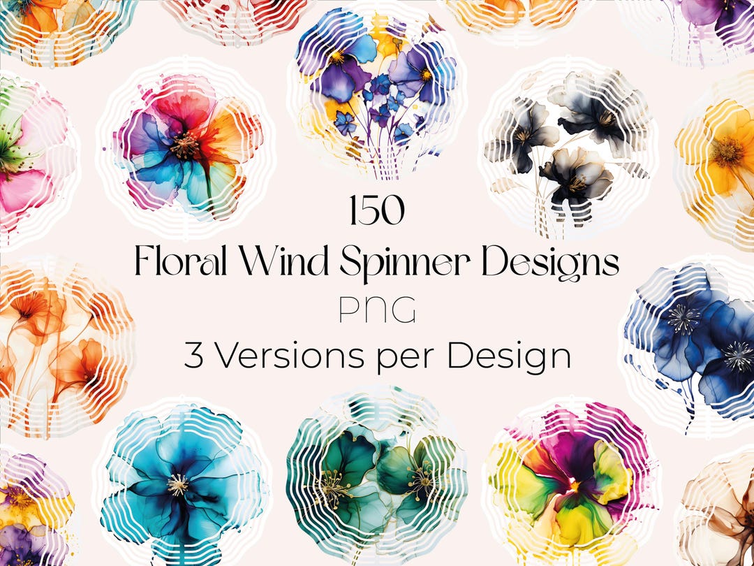 Alcohol Ink Wind Spinner PNG: Watercolor Flower Clipart (digital ...