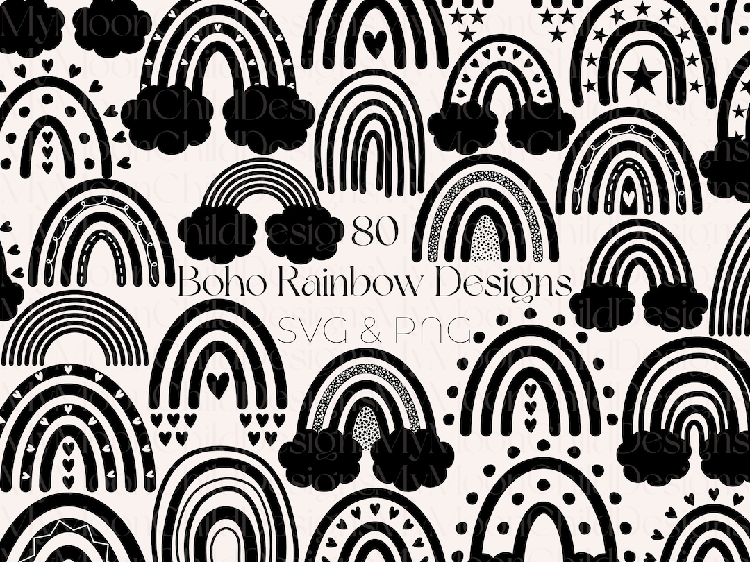 Boho Rainbow SVG Bundle Cute Boho Rainbow PNG Cute Boho Rainbow Clipart ...