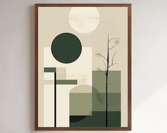 Sage Green Wabi Sabi Wall Art: Japandi Print (Digital Download)
