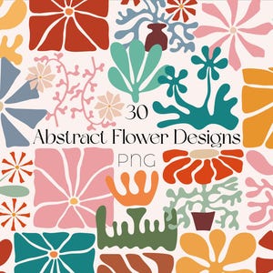 Paquete de imágenes prediseñadas de ramo de flores silvestres abstractas, flores retro PNG, diseños de flores bohemias abstractas, imágenes prediseñadas de flores abstractas, flores hippies maravillosas PNG