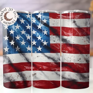 Beunruhigt amerikanische Flagge Tumbler Wrap USA Flagge Tumbler PNG 4. Juli 20 Unzen Skinny Tumbler Sublimation Design Patriotic Tumbler Wrap America