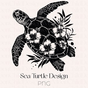 Clipart floral de tortue de mer PNG mignon de tortue de mer Clipart océan animal PNG nautique Tortue de mer floral PNG Clipart vie marine Boho tortue de mer png