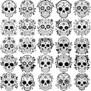 Sugar Skull SVG Bundle Mexican Sugar Skull Clipart Floral Sugar Skull SVG Day Of The Dead PNG Sugar Skull SVG Dia De Los Muertos Clipart

This is a Digital Product that includes a bundle of 50 Floral Sugar Skull SVG & PNG designs.