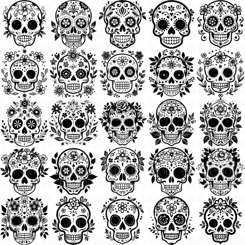 Sugar Skull SVG Bundle Mexican Sugar Skull Clipart Floral Sugar Skull SVG Day Of The Dead PNG Sugar Skull SVG Dia De Los Muertos Clipart

This is a Digital Product that includes a bundle of 50 Floral Sugar Skull SVG & PNG designs.