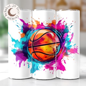 Gobelet de basket-ball enveloppé de basket-ball Gobelet mince de 20 oz de basket-ball gobelet de basket-ball PNG