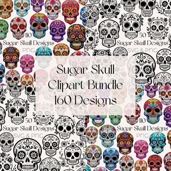 Sugar Skull SVG Bundle Mexican Sugar Skull Clipart Floral Sugar Skull SVG Day Of The Dead PNG Sugar Skull svg Dia De Los Muertos Clipart svg