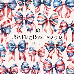 Fiocco di nastro bandiera USA Clipart Acquerello Bandiera Americana Fiocco PNG Acquerello Bandiera USA Clipart 4 luglio png Giorno dell'Indipendenza Clipart Fiocchi