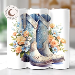 Cowgirl Boots Tumbler Wrap PNG Western Tumbler Wrap Floral Cowgirl Tumbler Design Country Girl Tumbler Wrap Country Western 20oz Tumbler PNG