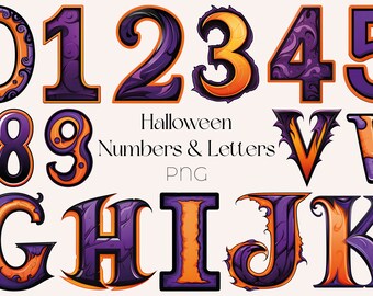 Clipart de letras de Halloween: Fuente morada de Halloween PNG (Descarga digital)