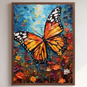 Monarch Butterfly Impasto Painting of a Monarch Butterfly Wall Art Gift for Nature Lover Gift Monarch Butterfly Art Print Butterfly Painting