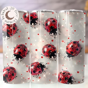 Nyckelpigor Tumbler Wrap Glitter Lady Bug 20oz Smal Sublimeringsdesign Söt Kryp Digital Nedladdning Lady Bug 20oz Tumbler Wrap Nyckelpiga Clipart