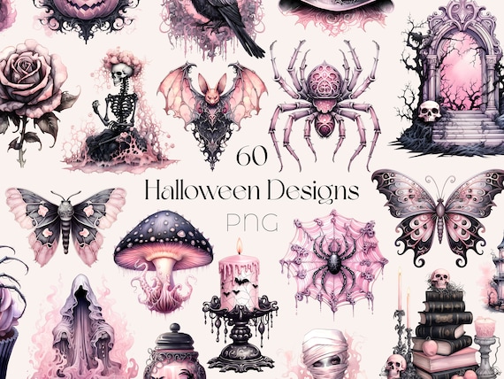 Pastel Halloween Clipart Pastelloween Clipart PNG Bundle Halloween Clip Art Commercial Use Clipart Halloween Watercolor PNG Pastel Goth File