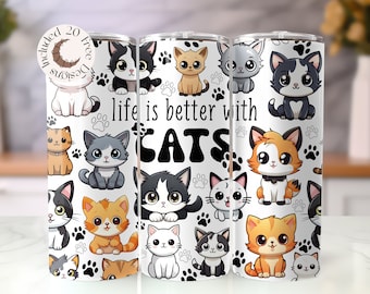 Katzen Tumbler Wrap Katzenliebhaber Tumbler Wrap Katzenliebhaber Tumbler Wrap PNG Katzenbecher PNG Cute Kitty Tumbler Wrap Süßer Katzenbecher PNG