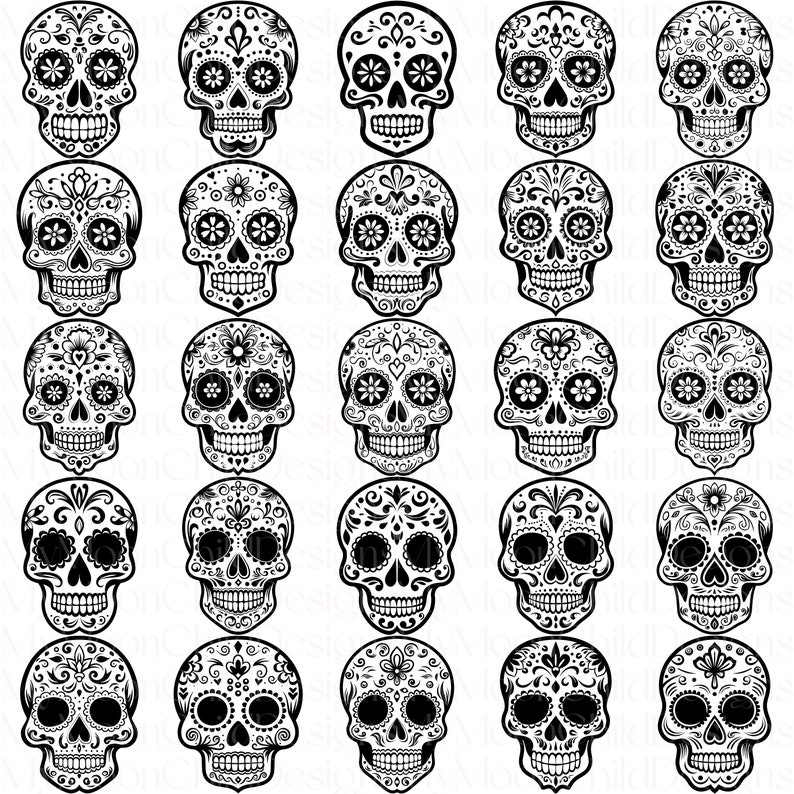 Sugar Skull SVG Bundle Mexican Sugar Skull Clipart Floral Sugar Skull SVG Day Of The Dead PNG Sugar Skull SVG Dia De Los Muertos Clipart

This is a Digital Product that includes a bundle of 50 Floral Sugar Skull SVG & PNG designs.